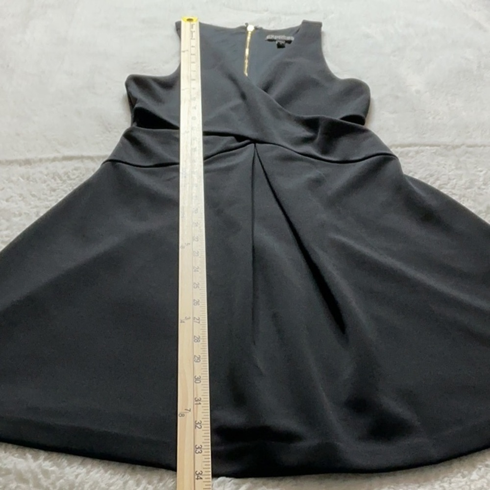 Express Black and Gold Pleated Wrap Cocktail Dress - Picture 5 of 9